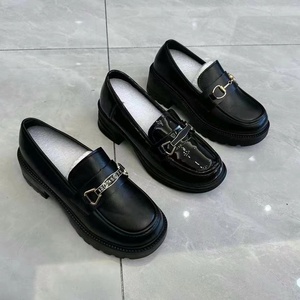 <span class=keywords><strong>Mocasines</strong></span> <span class=keywords><strong>de</strong></span> alta calidad, zapatos <span class=keywords><strong>de</strong></span> cuero negro para <span class=keywords><strong>mujer</strong></span>, zapatos informales <span class=keywords><strong>de</strong></span> moda <span class=keywords><strong>de</strong></span> tacón grueso con cabeza redonda Vintage, venta al por mayor - Product Image 4