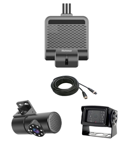Richmor 3CH AI Dashboard Camera High Temperature Resistant Car Dash Cam with ADAS & DSM Functions Driving Recorder