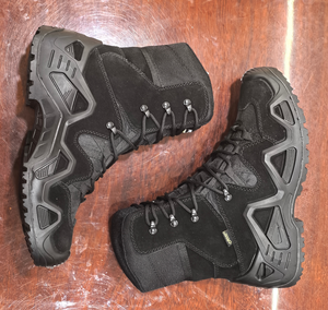 TSB07 Heavy duty camping Men camping <b>hiking</b> cow leather suede high top tactical <b>boots</b> black color stock wholesales - Product Image 5