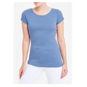 T-shirt décontracté à col en V en coton pour femmes, avec trou de bouton, léger, motif 3D, manches courtes, écologique pour l'été et l'extérieur. - Product Image 3