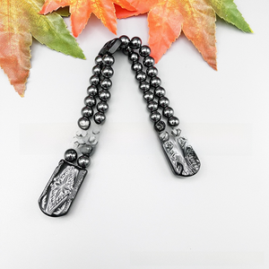 Braccialetto <span class=keywords><strong>Rosario</strong></span>, Regalo Carino, Pietra Nera Naturale, Motivo in Resina 3D, Accessori Religiosi Fai-da-Te per Preghiera e Meditazione - Product Image 1