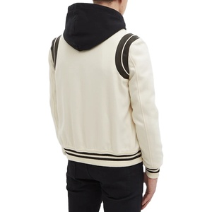 Veste universitaire en laine classique à logo personnalisé Veste <span class=keywords><strong>Teddy</strong></span> pour <span class=keywords><strong>homme</strong></span> à rayures en <span class=keywords><strong>cuir</strong></span> - Product Image 2