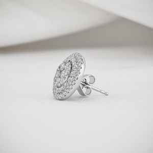 Pendientes de oro puro de 18 quilates con diamantes de racimo redondo de lujo, pendientes minimalistas de oro puro hechos a mano dos en uno para ella, venta al por mayor - Product Image 4