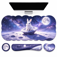 Ensemble de bureau ergonomique personnalisable avec grand tapis de souris, repose-poignets pour clavier et souris, et sous-verre, lot de 4 pièces