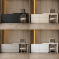 Coiffeuse moderne noire en contreplaqué avec armoire à tiroirs et 5+ compartiments, portes à panneaux, mobilier de chambre de luxe écologique