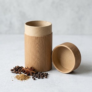 Tube en papier personnalisé à grain de bois naturel pour emballage d'épices, boîte cadeau rustique pour assaisonnements, pour marques de cuisine bio, logo personnalisé, fabrication en usine - Product Image 1