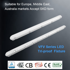 ไฟ LED แบบกันน้ำสำหรับอุตสาหกรรม ขนาด 4 ฟุต ป้องกันฝุ่น น้ำ และแรงกระแทก ปรับความสว่างได้ 40 วัตต์ 155 ลูเมน/วัตต์ เลนส์ใส เหมาะสำหรับลานจอดรถและคลังสินค้า - Product Image 2