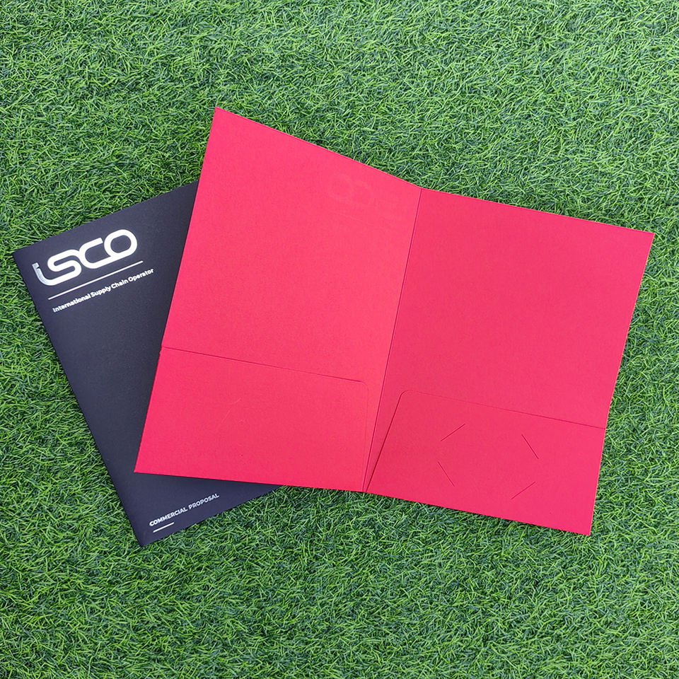 Multiple Folder File Custom Red Specialty Paper Office File Folder With Silver Hot Stamping ...