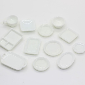 Jouets de cuisine pour maison de poupée, plateaux, assiettes, mini-aliments, vaisselle blanche, accessoires miniatures pour maison de poupée - Product Image 2