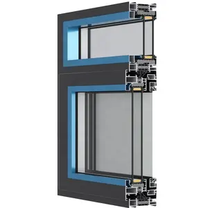 Superhouse jendela aluminium kaca tiga lapis, rangka aluminium dengan kaca