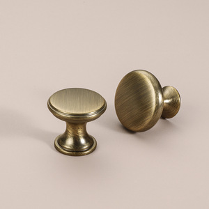 Leather French Vintage Brass Cabinet Knobs Round Single Hole Durable Drawer Wardrobe Handles Bronze Color - Product Image 4