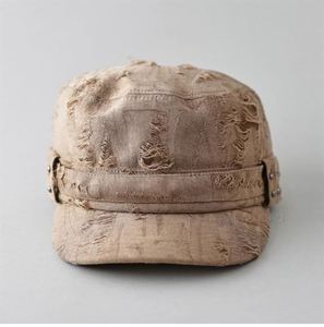 2026 Spring Summer New Fashion Vintage Distressed Cadet Hat Short Brim <b>Flat</b> Top Baseball <b>Cap</b> for Women <b>Men</b> - Product Image 2