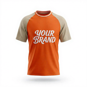 Orange <b>Raglan</b> Sports Jersey Short Sleeve Football Shirt Custom Teamwear Printed Front Number 100% Polyester Quick Dry Match <b>Top</b> - Product Image 1