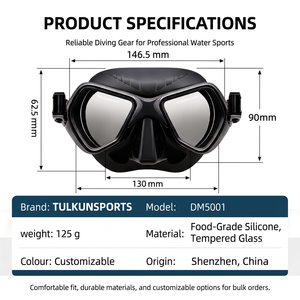 Masque de plongée à faible <span class=keywords><strong>volume</strong></span>, masque de plongée libre, lentille en verre trempé, ensemble de plongée en apnée en silicone - Product Image 5