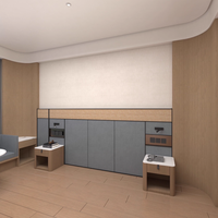 Ensemble de meubles de chambre d'hôtel contemporain en panneau mélaminé résistant aux rayures et aux taches, ensemble de chambre à coucher pour hôtel, boutique d'hôtel, hôtel-resort et spa