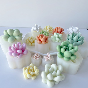 Moules en silicone <span class=keywords><strong>pour</strong></span> bougies en forme de succulentes stéréoscopiques 3D, moules <span class=keywords><strong>pour</strong></span> succulentes en gypse d'aromathérapie bricolage, moules <span class=keywords><strong>pour</strong></span> plantes en pot faits à la main - Product Image 2