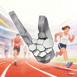 Medallas de Oro de Alta Calidad con Forma de Panal Geométrico para Maratón de 100KM, Medallas Personalizadas para los Finalistas - Product Image 1