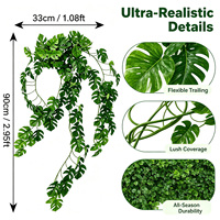 Pianta Artificiale Monstera Realistica da 90 cm, Pianta Rampicante in Seta Verde per Decorazioni Murali Domestiche, Edera Finta all'Ingrosso