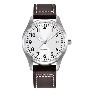 Montre-bracelet pour homme de 40 mm, automatique, mécanique, mouvement <span class=keywords><strong>Seiko</strong></span> <span class=keywords><strong>NH35</strong></span>, verre minéral, sans logo, logo personnalisé, pilote - Product Image 3