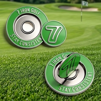 Marqueurs de golf personnalisés pour joueurs |   Métal plaqué argent-bleu avec gravure de logo pour les tournois et événements de marque