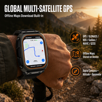 Montre connectée carrée avec boussole, suivi de la fréquence cardiaque et de la forme physique, GPS Android, surveillance de la santé, logo personnalisé ODM/OEM, faible MOQ