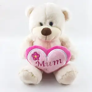 어머니의 날 선물 도매 맞춤형 박제 동물 인형 핑크 하트와 부드러운 봉제 테디 베어 장난감