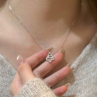 Collier pendentif étoile sapin de Noël en argent sterling 925, zircon cubique étincelant, une seule CZ rose, bijou délicat, cadeau pour femme