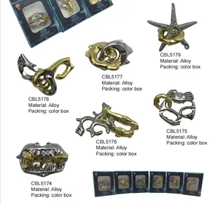 โลหะ3d ปริศนาชิ้นเหล็กปริศนาสมอง Teaser Gold Silver Bepuzzled ปลาดาว Claw Seabream Shark Seahorse Cast Metal Puzzle