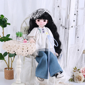 30 सेमी सुंदर गुड़िया कपड़े जींस और गुड़िया शर्ट सेट के लिए हेडपीस के साथ सेट 1/6 Bjd गुड़िया डियल ड्रेस अप खिलौना बच्चों जन्मदिन उपहार उपहार - Product Image 6
