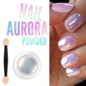 1Jar Pearl Effect Nail Powders <b>Mirror</b> Aurora Chrome Mermaid Nails Art Powder Rainbow AB Magic <b>Mirror</b> Pearl Shell Powder Supplies - Product Image 1