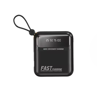 Nouvelle batterie externe mini 10000 mAh avec écran LED, charge rapide, chargeur portable, polymère, double micro, câbles intégrés, Powerbank 21700