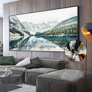 <span class=keywords><strong>Peinture</strong></span> sur toile de paysage naturel abstrait texturé 3D fait à la main à l'huile encadrée pour la décoration du salon, <span class=keywords><strong>montagne</strong></span> enneigée - Product Image 1