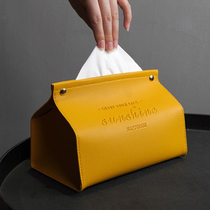 Leather Tissue Box Custom Logo Rectangular Foldable Napkins Container For Living Room Bedroom Car Home Office Tissue Box Holder
