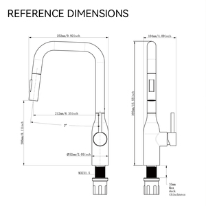 Выдвижной смеситель для кухонной мойки с 2 режимами распыления, современный, черный, из нержавеющей стали, с одной ручкой, для одного отверстия - Product Image 3