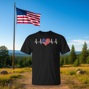 Camiseta con diseño de corazón, pulso, EKG, bandera estadounidense, amor, corazón - Product Image 3