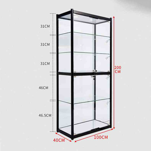 6FT Full Vision Showcase tủ MDF Tempered <span class=keywords><strong>Glass</strong></span> truy cập trượt cửa có thể khóa với LED ánh sáng hiển thị nội forbsmoke cửa hàng - Product Image 2