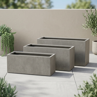Ensemble de jardinières en béton modernes, 2 pots de fleurs pour jardin extérieur, revêtement époxy, capacité 115L, design minimaliste, forme carrée, couleur grise