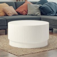 Table basse ronde de style moderne Table centrale à vent crème en fibre de verre pour bureau à domicile et salon