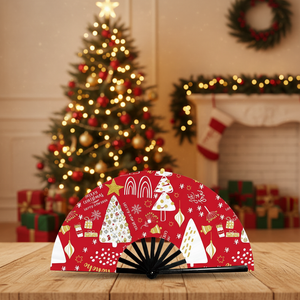 Abanicos Plegables Minimalistas Modernos Hechos a Mano y Ecológicos con Diseño Personalizado y Logotipo Personalizado para Uso en Exteriores en Navidad - Product Image 1