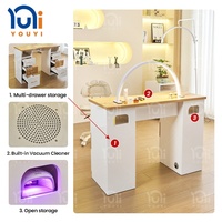 Table de manucure design moderne avec tiroirs, table de manucure pour salon de beauté, table de technicien avec collecteur de poussière intégré