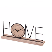 Jam bisu meja rumah alfabet, kawat logam kreatif geometris Modern untuk ornamen dekorasi seni Desktop