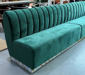 Panca Moderna in Velluto Verde per Sala <span class=keywords><strong>da</strong></span> Pranzo, Seduta Lunga Imbottita per Ristoranti Commerciali, Caffè, <span class=keywords><strong>Bar</strong></span>, Hotel e Lounge - Product Image 2