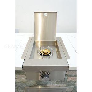 ตู้ครัวกลางแจ้งแบบเกาะพร้อมเตาบาร์บีคิว ตู้เย็น อ่างล้างจาน ก๊อกน้ำ ดีไซน์ทันสมัยสำหรับบ้านและสวน ผลิตจากสแตนเลส 304 - Product Image 5