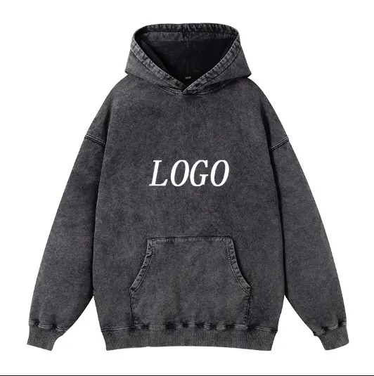 Hot-selling Europe and the United States fashion brand custom logo heavy weight of cotton used washing sweater hoodie