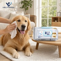 Lingettes nettoyantes jetables non tissées pour animaux de compagnie, sans alcool, parfumées aux fruits, emballées individuellement, spécifiques aux chats, pour pattes, oreilles et corps