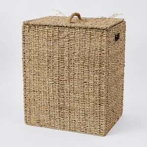Handwoven Natural Seagrass Eco Friendly <b>Foldable</b> Storage <b>Basket</b> Classic Multifunctional Space Saving Vietnam Factory Bulk - Product Image 1