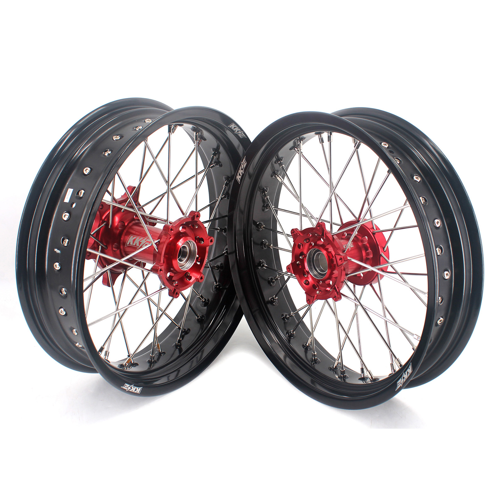 KKE 3,5/5,0 комплект спицевых колес для мотоцикла Supermoto, совместимых с Gas 2018-2020, красный ступичный черный обод