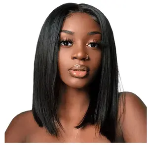 BOB nature black Frontal Transparent Lace Front Wig Human Hair 13x4 HD lace front with Baby Hair human hair wigs for Black women