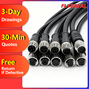 可定制的 GX16 2-10 针圆形连接器电缆公/母航空插头延长线束，适用于工业汽车领域 - Product Image 1