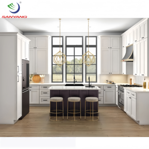 Meuble de cuisine <span class=keywords><strong>gris</strong></span> peint de style Shaker américain en bois, prix usine Thaïlande - Product Image 3